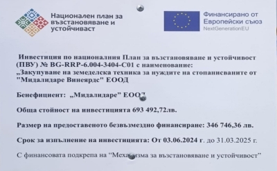 Инвестиция по нациналния План за възстановяване и устойчивост № BG-RRP-6.004-3404-C01